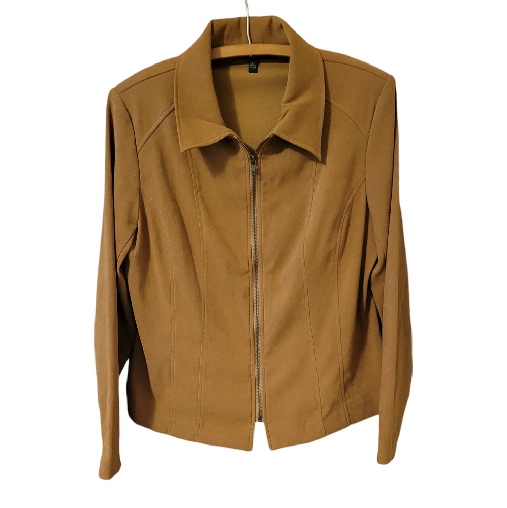 NWOT Harvé Benard Camel Zipper Jacket